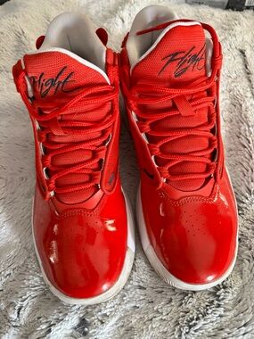 Jordan Red 'Flight' Sneakers with Patent Toe